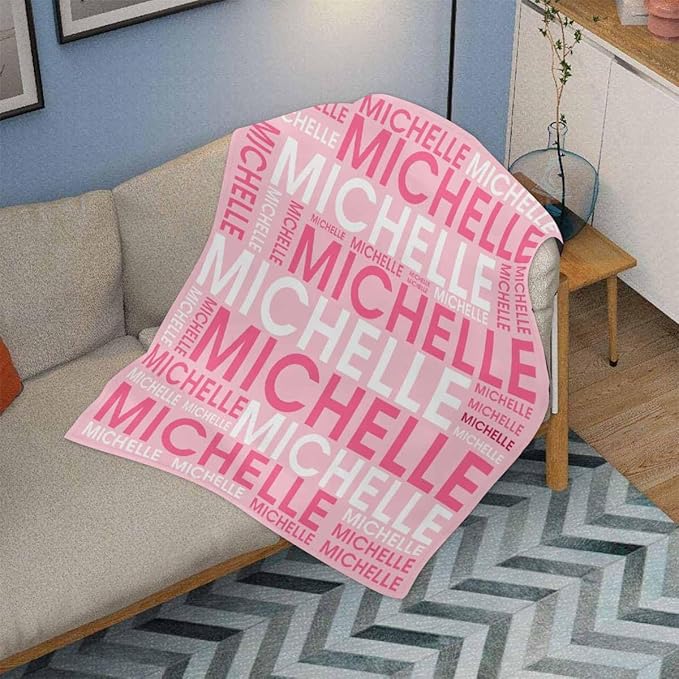 M YESCUSTOM Personalized Baby Blankets for Kids with Names,Customized Baby Blankets for Girls Adult Toddler Custom Soft Throw Blanket Birthday Christmas Valentines Day Pink