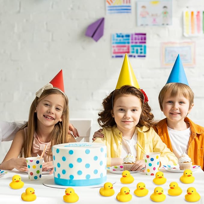 Vinsot 100 Pcs Mini Rubber Ducks Bulk Rubber Duck Bath Toys Squeak Float Bath Toy for Birthday Party Favors Gift Summer Beach Pool Activity Carnival Game(1.77 x 1.77 x 1.57 Inch)