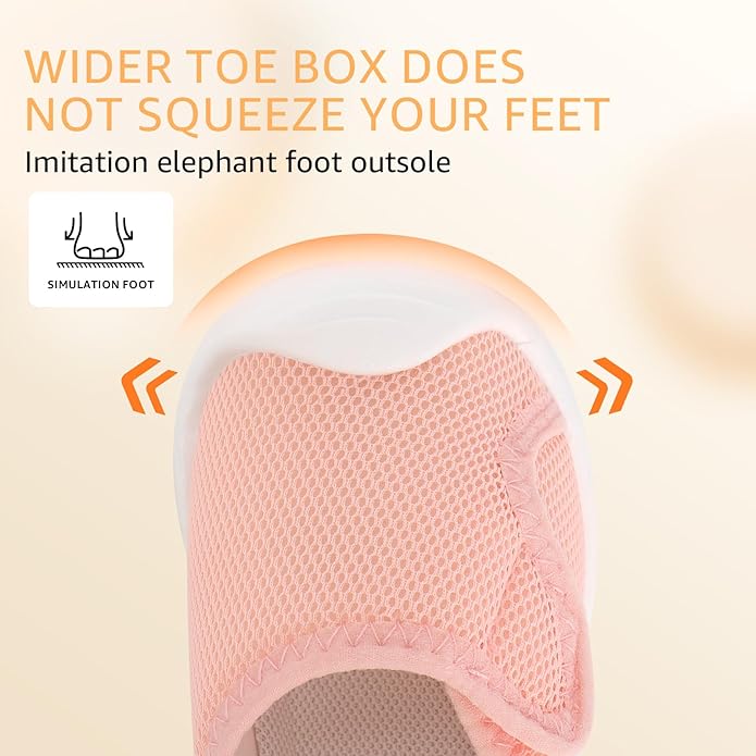 Baby Boys Girls First Walking Shoes Wide Toe Box Infant Sneakers Lightweight Breathable Slip On Barefoot Shoes