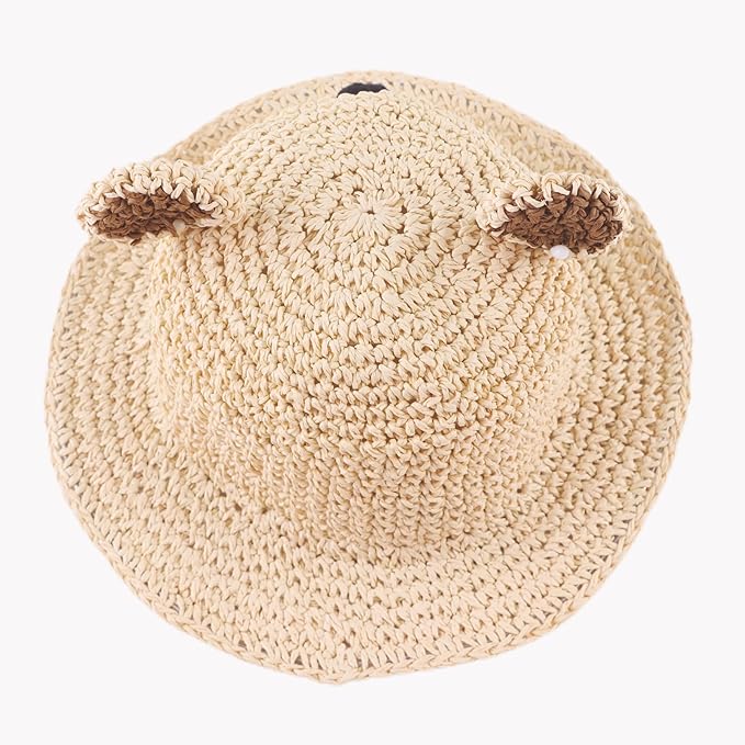 Baby Girl Straw Hat Outdoor Baby Sun Protection Hats Summer Bowknot Beach Cap for Infant Toddler Girls