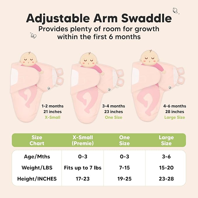 3-Pack Organic Baby Swaddle Sleep Sacks - Swaddles for Newborns, Infant 0-3 Months, Baby Girls, Boys, Soft & Snug Newborn Sleep Sack, Nursery Swaddling Blankets (Angelic, XS)