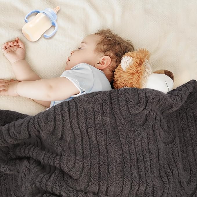 Ultra Soft Fleece Baby Blanket,Swaddle & Receiving Blankets for Newborn Infant, Lightweight Breathable Nursery Nap Blanket for Crib Stroller, for Boys & Girls Rainbow 30"x40" Gray