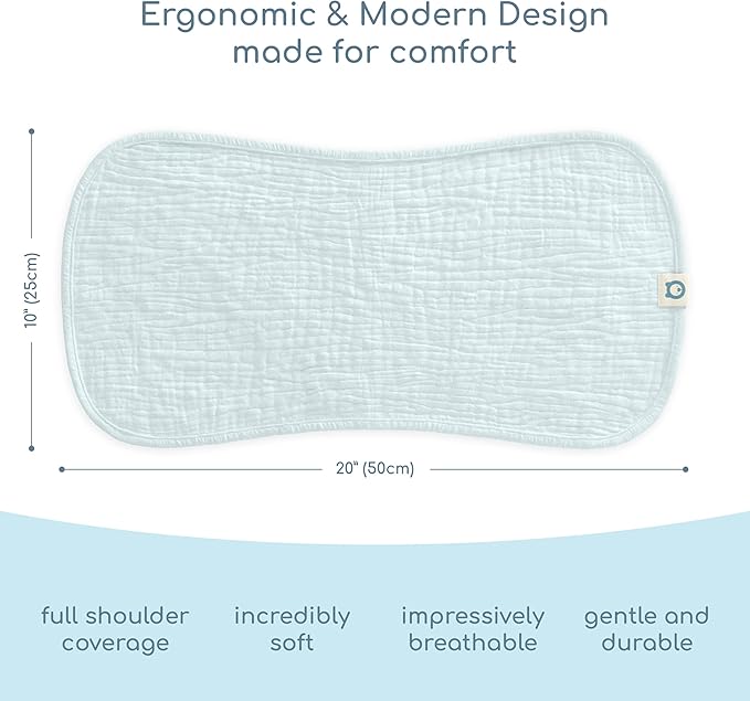 Muslin Burp Cloths Set, 6 Pieces, 100% Organic Cotton Hand Washcloths for Baby Boys and Girls Extra Absorbent and Soft Burping Rags (Light Blue - Solid Color)