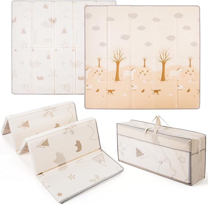 Large Baby Play Mat Foldable,0.8 Inch Waterproof Playroom,79 x 71 Playpen Mat | Outdoor Backyard Non-toxic Crawling Cushioned Infant, Folding Floormats Toddler Extra Thick Kids Playmat