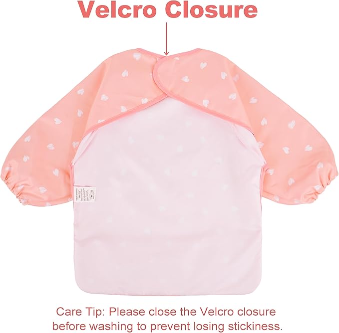Long Sleeve Baby Bib For Eating Feeding Mess Proof Waterproof Food Smock Bibs With Pocket For Newborn Boy Girl