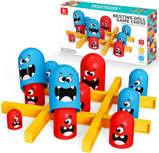 Tic Tac Toe Game: Kids’ Board Game Nesting Tic Tac Toe Strategic Board Game for Kids and Adults, Strategy Head to Head Games Boosts Logical Thinking Suitable Party Family Tabletop Games