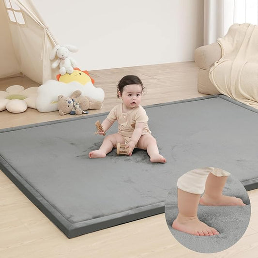 Baby Play Mat for Floor,1.3" Thick Elasti Foam Tummy Time Mats,79"×118" Extra Large Non Slip Crawling Mat for Toddlers,Infants,Kids,Yoga Mat,Tatami Style for Living Room,Classroom,Playroom(Dark Gray)