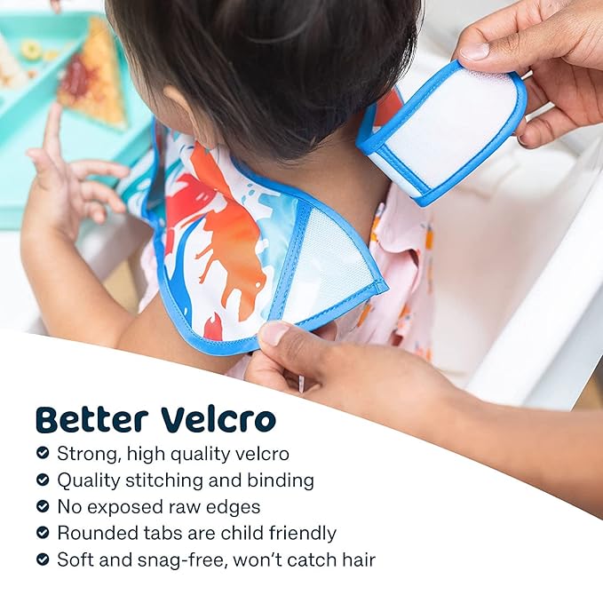 Tiny Twinkle Mess Proof Baby Bibs for Eating – Waterproof, Wipeable Toddler Bibs with Pocket – Baby Food Bibs for Girls & Boys(3 Pack,Ocean Life Set)