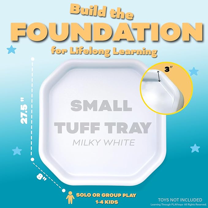 White Tuff Tray for Kids, Sensory Play Tray with Textured Surface, Sand and Water Table, Sensory Bin for Toddlers