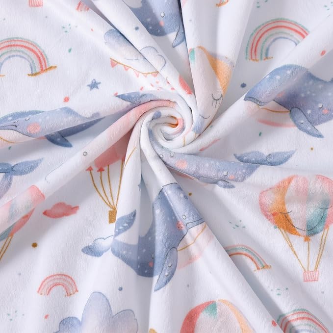iEvolve Baby Nursery Bed Blankets Ultra Soft Double Layer Mini Blanket Minky Blanket Receiving Blankets Shower Gifts(Whale,30 * 47in)