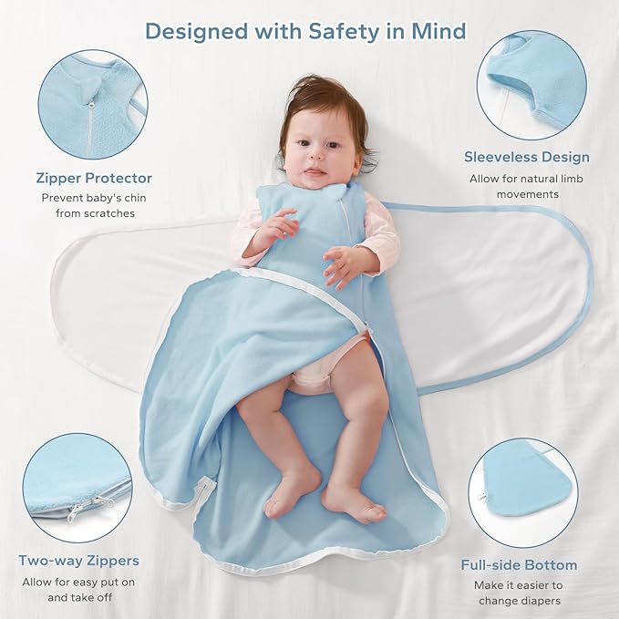 ZIGJOY Swaddle Sleep Sack Newborn 1.5 Tog Fleece Wearable Blanket Baby 0-3 3-6 6-12 Months - Winter Sleeping Sacks Bag