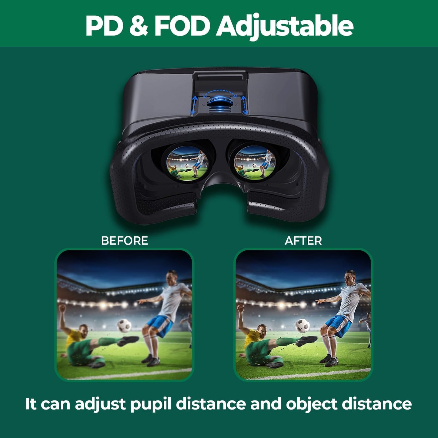 VR Headset for Phone, Anti-Blue Lens PD & Fl Adjustable Virtual Reality Goggles Set for Kids and Adults, Compatible with iPhone 16/15/14/13/12 Samsung Android 4.5-6.7"