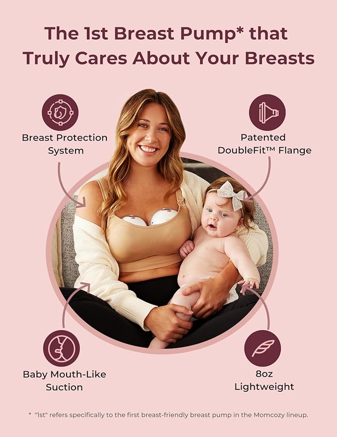 Momcozy M5 Breast Pump & A1 Lactation Massager Combo -Wearable Breast Pump with Double-Sealed Flange (3 Modes/9 Levels) + 2-in-1 Lactation Massager (Heat & Vibration) for Clogged Ducts & Milk Flow