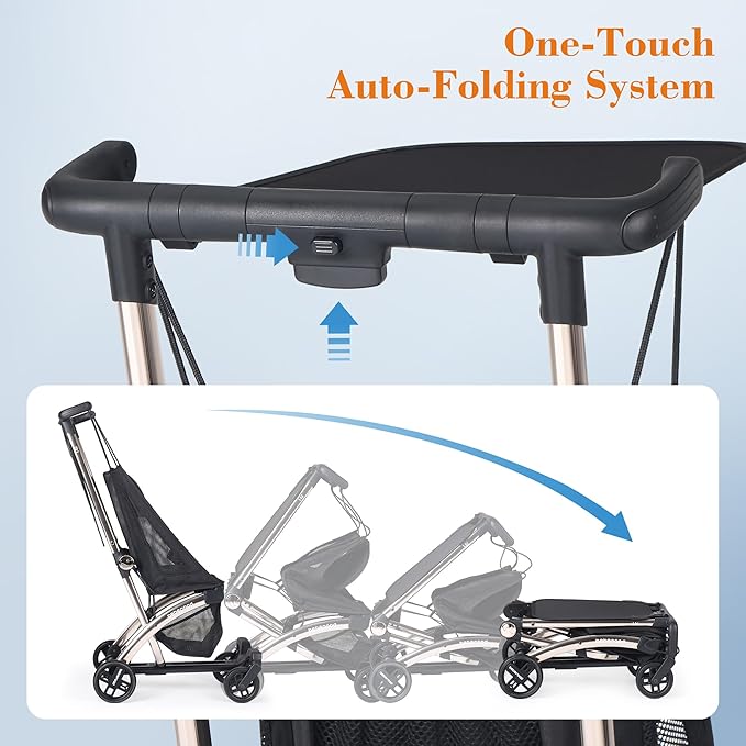 Beberoad Love R1 Auto-Folding Ultra Lightweight Double Stroller Twin Strollers, Side by Side Stroller for Babies and Toddlers Aged 6-36 Months, Only 23.5 lbs, Can Turn into Two Single Strollers, Black