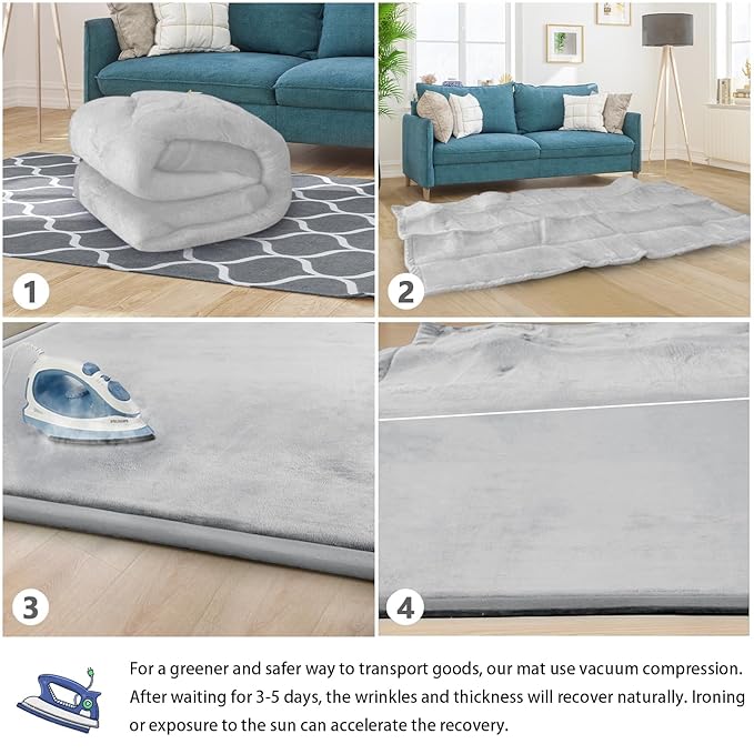 Baby Play Mat for Floor Tummy Time Mat Nursery Muscle Area Rug Playroom Rug Tatami 59"*59" Memory Foam 1.3" Thick Crawling For Babies,Toddlers, Infants, Kids,Floor(Light Gray)