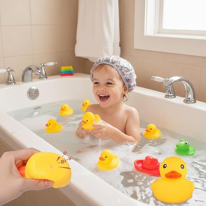 Yellow Rubber Ducks Bath Toys 20Pack, Bathtub Floating Squeaky Duck Bulk Baby Preschool Bath Toy for Baby Shower Infants Kids Toddler Birthday Party Decoration Gift (Large)