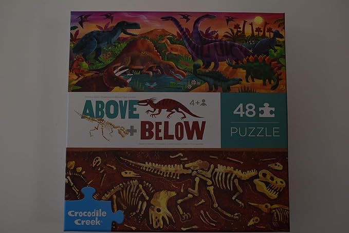 Crocodile Creek Above + Below 48-Piece Jigsaw Floor Puzzle - Fun Floor Puzzles for Kids Ages 4-8 - Dinosaur World - 27 x 20 inches Finished