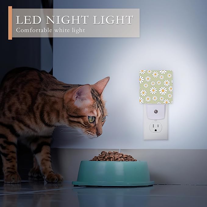 Night Light Plug into Wall,Vintage Daisy Night Light with Dusk to Dawn Sensor Night Light for Kid Girls Boys Women Men Room Decor, Hallway, Kitchen, Bathroom, Nursery, Stairs