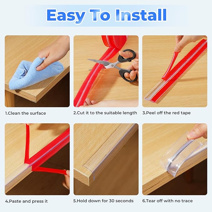 Edge Corner Protector Baby Proofing, Clear Soft Corner Protectors Baby Proof, Furniture Corner Guard & Edge Safety, Edge Protector for Table and Fireplace(19.6ft L*0.78inch W*0.09inch H)