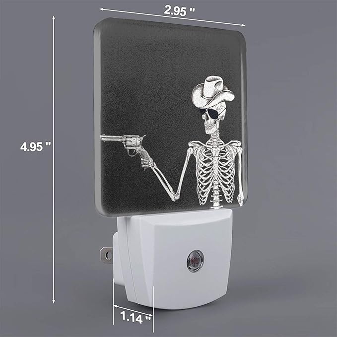Led Night Light, Funny Gothic Skull Cowboy Decorative Plug in Nightlights,with Smart Auto Dusk to Dawn Night Light for Bedroom, Kitchen, Nursery, Bathroom