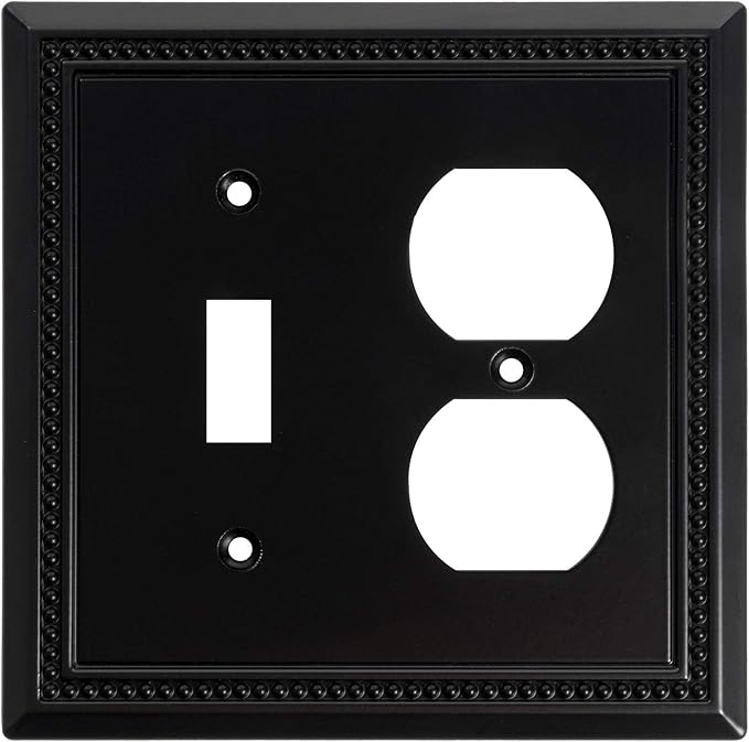 Henne Bery Sunken Pearls Heavy Duty Decorative Wall Plate Switch Plate Outlet Cover (Toggle/Duplex, Matte Black)