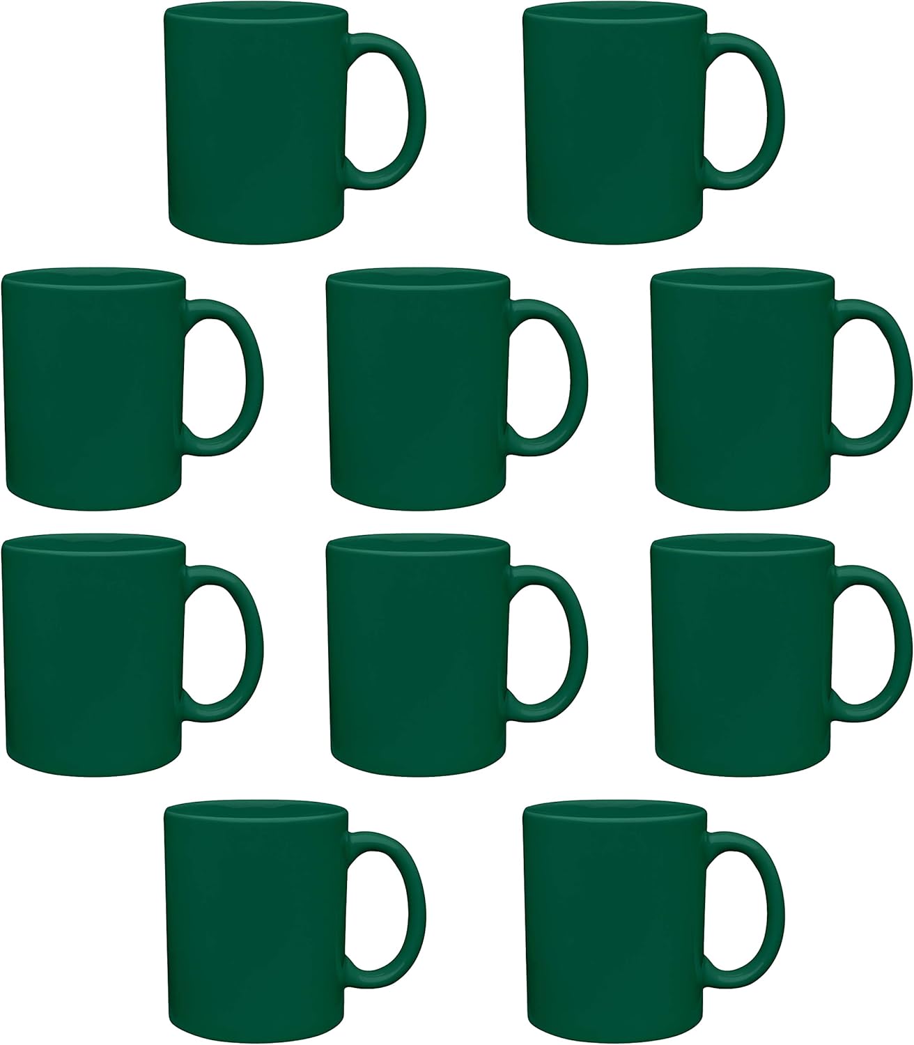 DISCOUNT PROMOS Ceramic Coffee Mugs 11 oz. Set of 10, Bulk Pack - Coffee cup set, Iced coffee cup, Gaming mug - Green