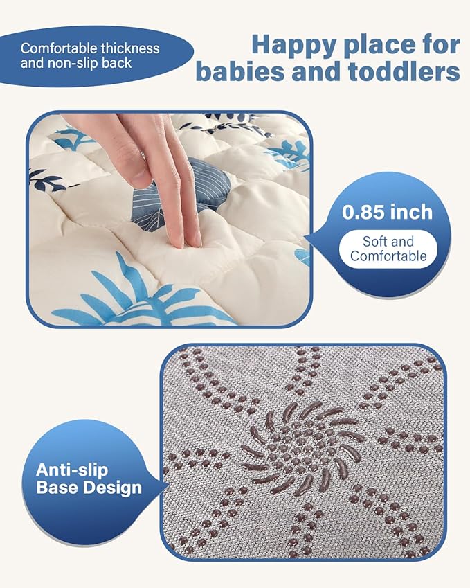 Baby Play Mat 50"x50", Non-Slip Baby Mat for Floor, Soft Thicker, Portable Playmat, Crawling Mat for Babies, Toddlers & Infants to Play and Learn