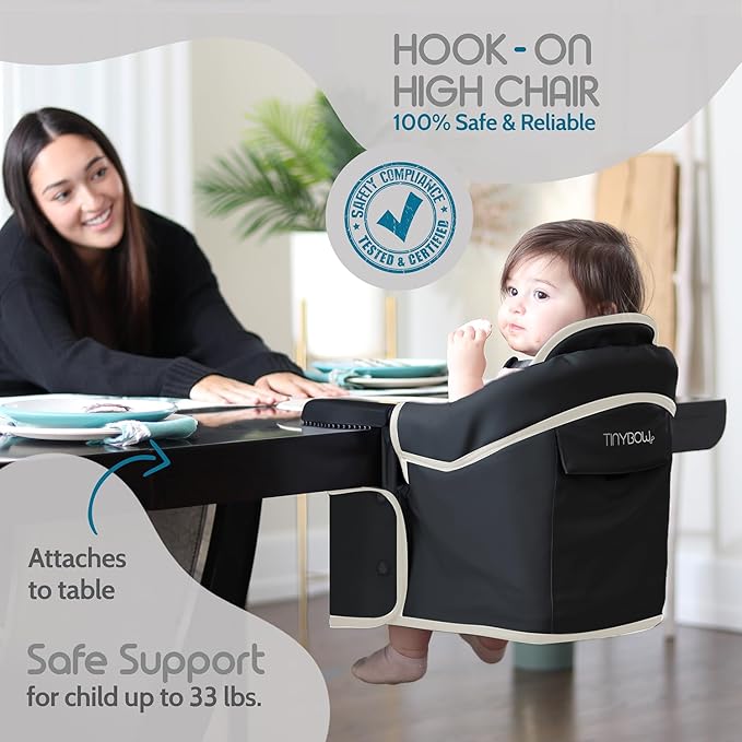 Elegant Faux Leather Hook-On High Chair for Baby - Portable Baby Seat for Eating, Travel and Table Attachment