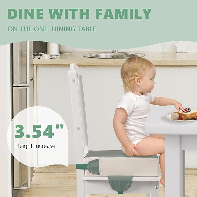 Booster Seat for Kitchen Chair with Adjustable Straps, Toddler Booster Seats for Dining Table Portable for Travel Camping Eating, Booster Cushion for Table for Baby Child Infant Kid Boy Girl