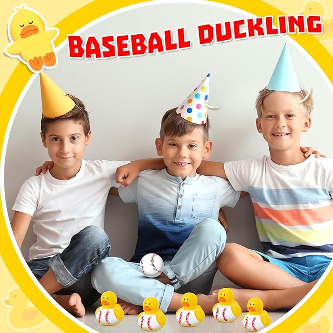 Deekin 24 Pcs Rubber Duck 2 Inch Bulk Sport Party Favors for Birthday Party Decorations Club Player Gift (Baseball)