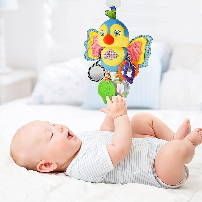 Baby Rattles Toys with Teether,Bed Bell for Toddler in pram,Gifts for Baby Aged 3 Months or More (Bird)