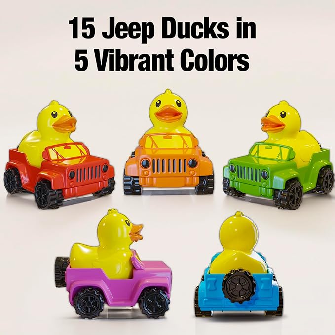 15 Jeep Ducks Rubber Ducks. 5 Classic Colors - 2.8 Inch - Bath Ducks The Shape of a Vehicle, Great for Jeep Ducking - Pelto Rubber Ducks in a Jeep
