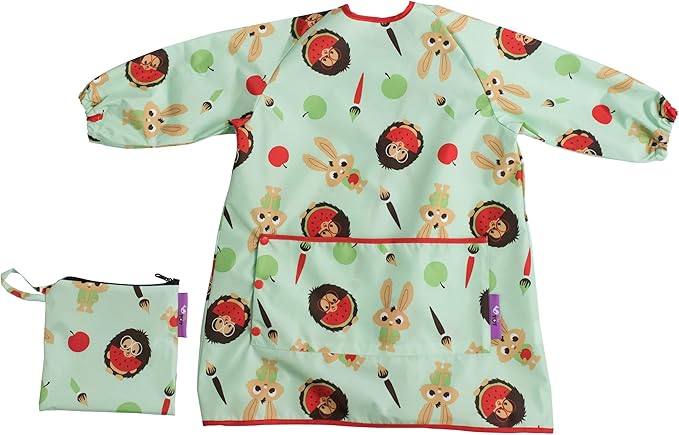 Tidy Tot - Long Baby Bib - Mess Proof Long Sleeve Feeding Smock with Large Food Catcher Pocket - Waterproof Bib