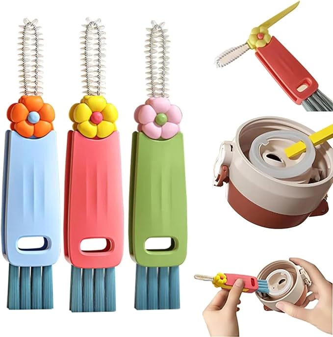 Upgraded 3 in 1 Cup Lid Cleaning Brush, 2025 New Multifunctional Lid Cleaner Brush, Bottle Cleaner Brush for Coffee Cups Lid Gap, Home Kitchen Crevice Cleaning Brush Tools