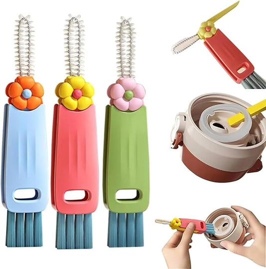 Upgraded 3 in 1 Cup Lid Cleaning Brush, 2025 New Multifunctional Lid Cleaner Brush, Bottle Cleaner Brush for Coffee Cups Lid Gap, Home Kitchen Crevice Cleaning Brush Tools