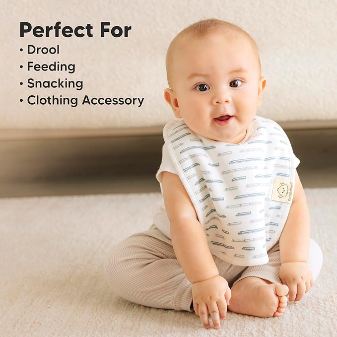 KeaBabies 8-Pack Organic Baby Bibs for Boys, Girls - Super Absorbent Cotton Drool Bibs for Baby Girl & Boy, Teething Toddler, Drooling Newborn, Ultra Soft & Machine Washable (Vessels)