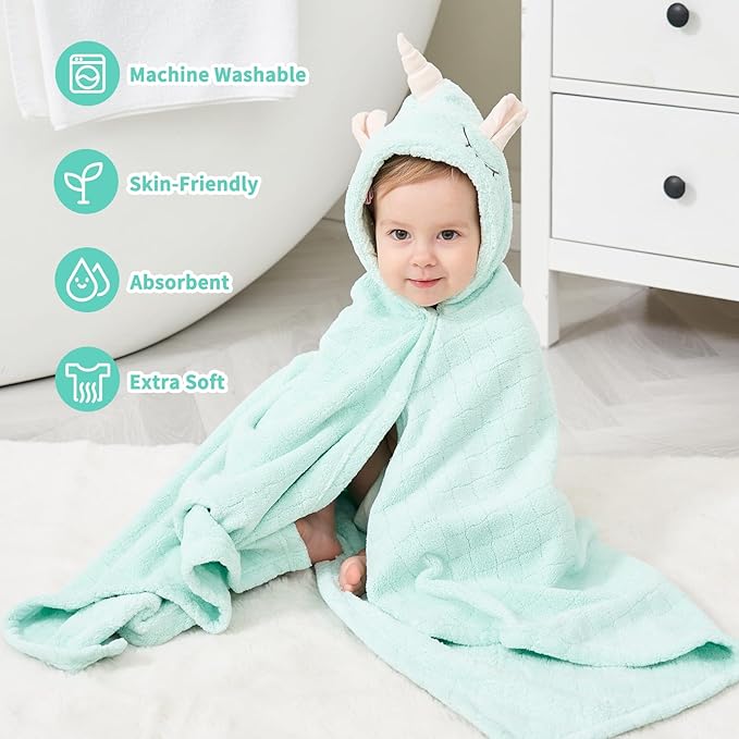 Toddler Bath Towel Hooded Kids Bath Towels for Boy Girl 0-5 Years, 2-Pack Soft Absorbent Toddler Beach Towels for Baby Essential, Large Thick 50''x32''