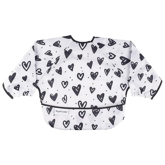Tiny Twinkle Long Sleeve Bib for Babies & Toddlers – Waterproof Smock Bib for Eating – Machine Washable & Mess-Proof, Baby Feeding Essential & Shower Must-Have(Hearts, 6–24M)