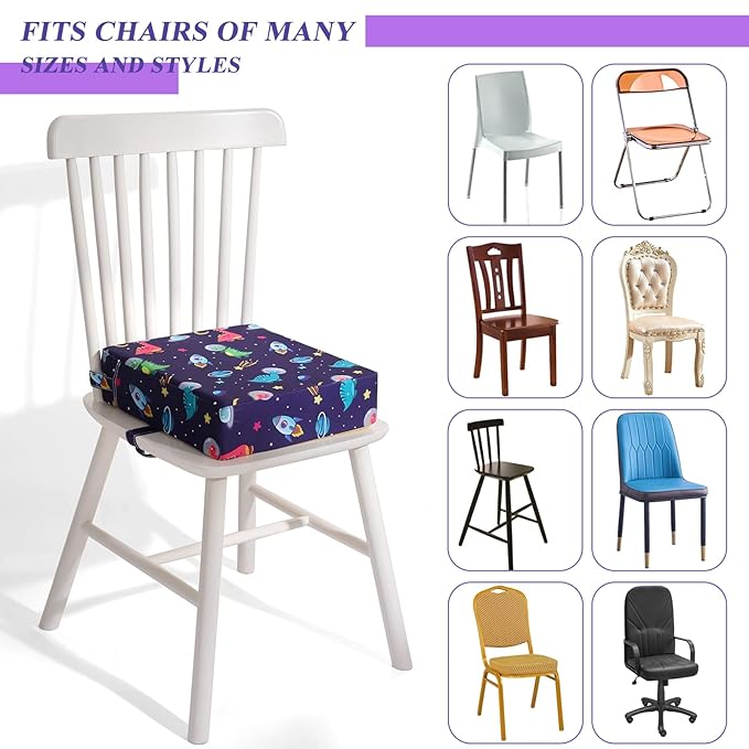 Toddler Booster Seat for Dining Table 45D Cartoon Stronger Support Booster Seat for Dining Table Washable 2 Safer Straps Non-Slip Bottom Portable Booster Chair for Toddlers Kid Baby Eating Travel Home