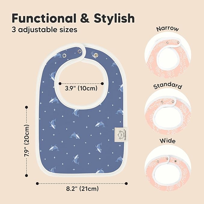 KeaBabies 8-Pack Organic Baby Bibs for Boys, Girls - Super Absorbent Cotton Drool Bibs for Baby Girl & Boy, Teething Toddler, Drooling Newborn, Ultra Soft & Machine Washable (Marine Muse)