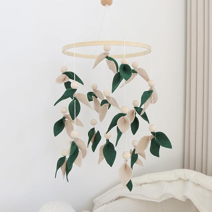 Green Leaf Crib Mobile, Forest Crib Mobile for Boys & Girls, Forest Baby Mobile for Crib, Woodland Mobile for Crib