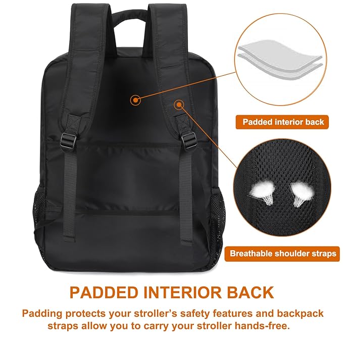 Mactso Stroller Travel Bag Compatible with GB Pockit Air Plus All Terrain and GB Pockit + All City, Lightweight Stroller Travel Backpack for Airplane (Black, L)