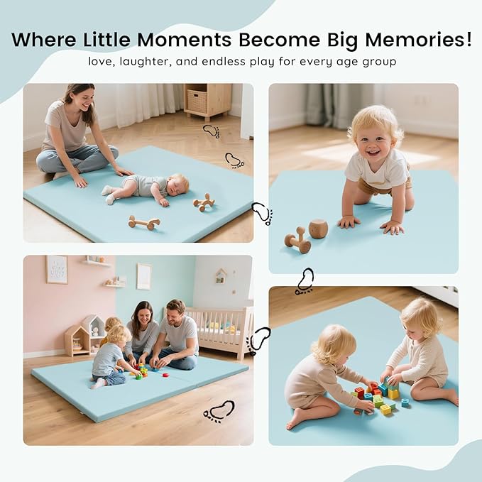 INNO STAGE Baby Play Mat 50x50 Inches, 1-Inch Thick Foam Play Mat for Babies & Kids – Extra Soft & Durable Padded Baby Mat for Floor, Non-Slip Crawling Mat for Playpen, Tummy Time, Yoga & Playroom
