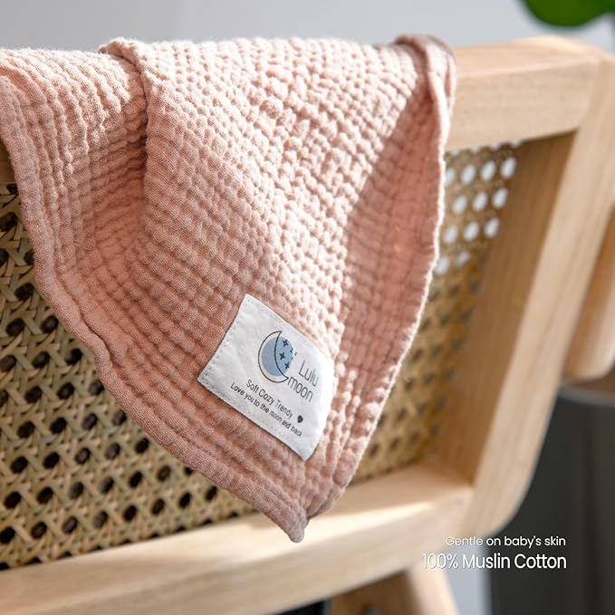 lulumoon Muslin Swaddle Blankets for Baby: Lightweight & Breathable Receiving Blankets for Hospital - Neutral Registry Gift for Newborn 3pack (Chestnut)