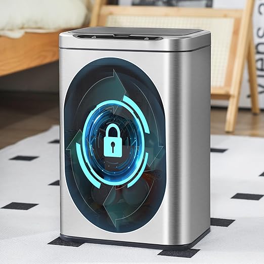 ELPHECO Stainless Steel Office Trash Can Motion Sensor Garbage Can Touchless Smart Trash Can Automatic Waste Bin for Kitchen, Office, Bathroom (Silver, 5.5 Gallons)