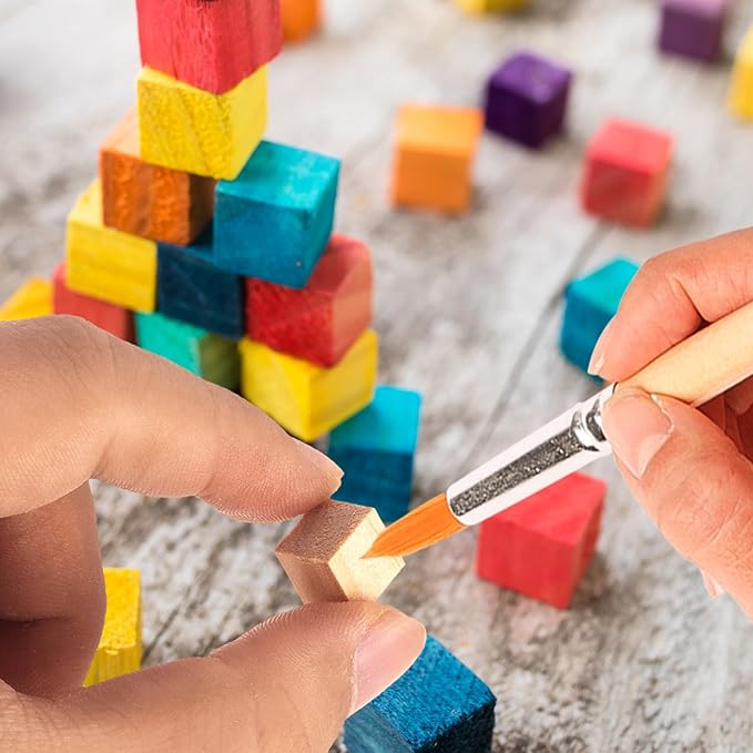 Unfinished Wood Cube Blocks for Crafts, 1cm Wooden Cube, Pack of 500 Small Nature Wood Square Blocks, Wooden Cubes for DIY Arts and Crafts Making