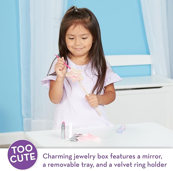 Melissa & Doug Created by Me! Wooden Princess Wand, Arts & Crafts Kit with Paint, Glitter Stickers, Ribbons & More, Princess Toys for Kids 4+