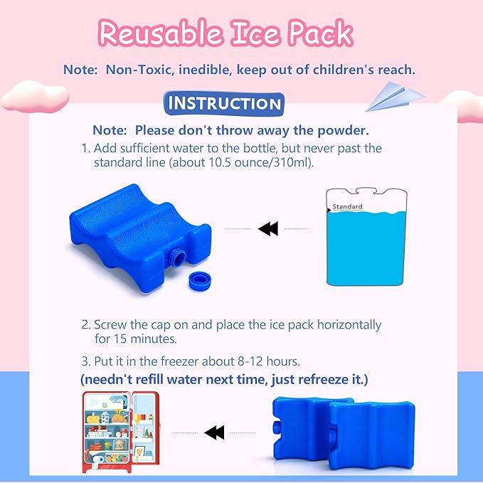 Luxja Reusable Ice Packs for Breastmilk Storage (Pack of 2), Breastmilk Bottle Ice Packs for Breastfeeding Working Mom (Fit for 4-5 Ounce), Blue