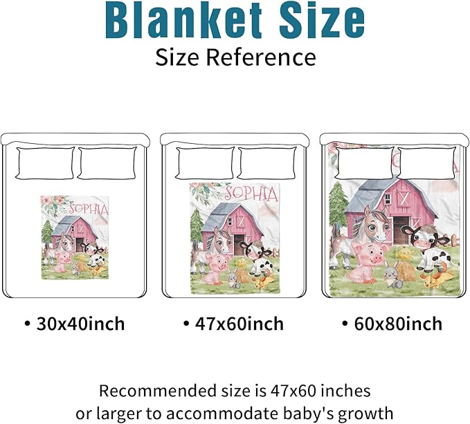 Custom Name Crib Bedding Set - Animal House Design, Personalized Baby Nursery Bedding 3-Piece Set– Soft Blanket, Fitted Sheet, Changing Pad Cover – for Newborns Girls Nursery Gifts