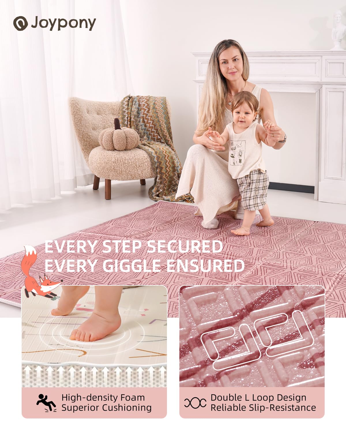 Baby Play Mat 71x79 Inch, 2 in 1 Fabric & XPE Dual-Sided Design Foldable Play Mats for Babies and Toddlers, Waterproof & Anti-Slip Baby Mat for Floor, Portable Baby Foam Crawling Mat with Travel Bag